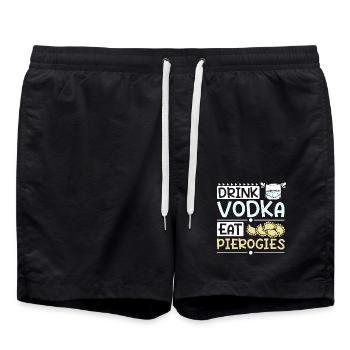 Boire de la vodka, manger des pierogies - Short de bain - noir - Devant - AI Model Male 185 light (185cm)