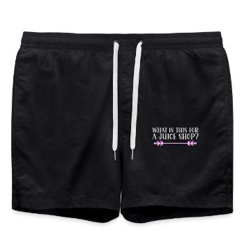What is this for a juice shop? Denglisch - Badeshorts - Schwarz - Vorne - AI Model Male 185 light (185cm)