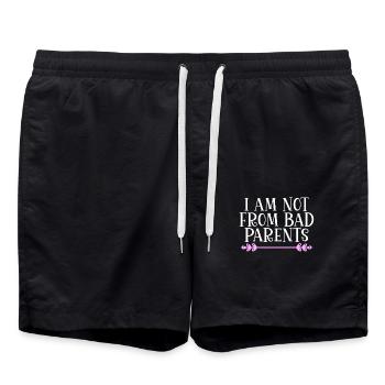 I am not from bad Parents Denglisch - Badeshorts - Schwarz - Vorne - AI Model Male 185 light (185cm)