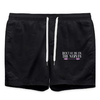 Don´t go me on the nerves Denglisch - Badeshorts - Schwarz - Vorne - AI Model Male 185 light (185cm)