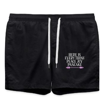 Here is everything Peace Joy Pancake Denglisch - Badeshorts - Schwarz - Vorne - AI Model Male 185 light (185cm)