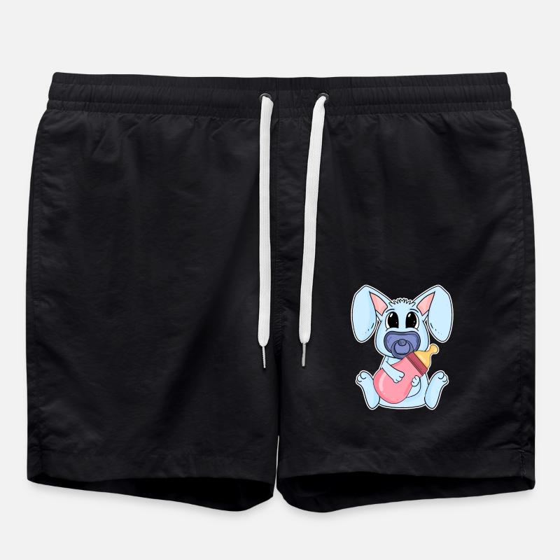 Baby Bunny Motif - Swim Trunks - black
