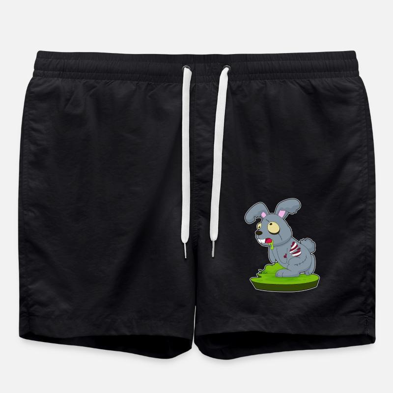 Bunny Halloween Zombie - Swim Trunks - black