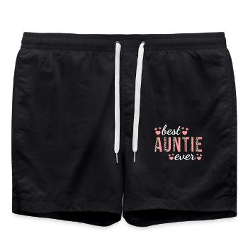 Tante famille Design mignon léopard imprimé meilleure tante - Short de bain - noir - Devant - AI Model Male 185 light (185cm)