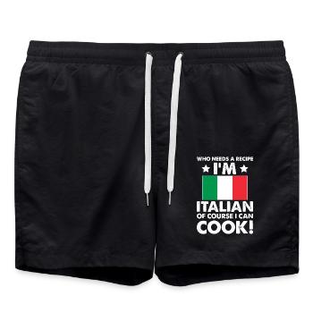 cuisine italienne cuisinier chef je suis italien bien sûr que je - Short de bain - noir - Devant - AI Model Male 185 light (185cm)