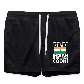 Indische Küche Koch Koch Ich bin Inder Natürlich Ich - Badeshorts - Schwarz - Vorne - AI Model Male 185 light (185cm)