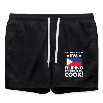Filipino Cuisine Cook Chef I´m Filipino Of Course - Swim Trunks - black - Front - AI Model Male 185 light (185cm)
