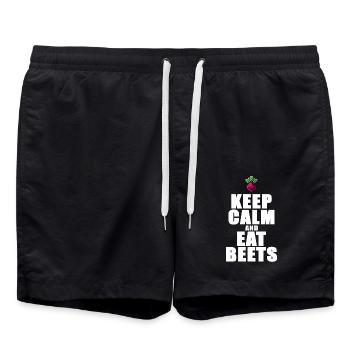 Keep Calm And Eat Beets Beetroot Graphic - Swim Trunks - black - Front - AI Model Male 185 light (185cm)