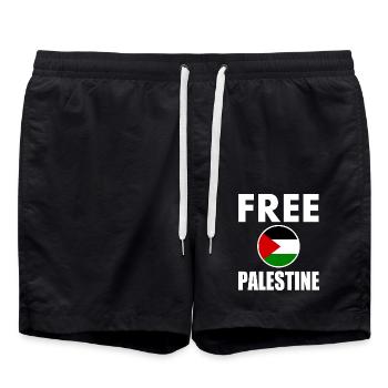 Free palestine - Short de bain - noir - Devant - AI Model Male 185 light (185cm)