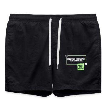 Wir bitten unsere Gäste nicht zu rauchen Witz - Badeshorts - Schwarz - Vorne - AI Model Male 185 light (185cm)