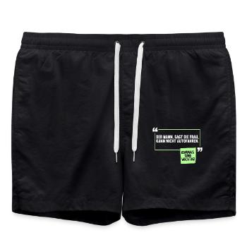 Der Mann sagt die Frau kann nicht fahren Witz - Badeshorts - Schwarz - Vorne - AI Model Male 185 light (185cm)