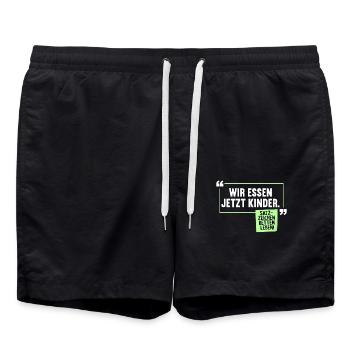 Wir essen jetzt Kinder Grammatik Deutschlehrer - Badeshorts - Schwarz - Vorne - AI Model Male 185 light (185cm)
