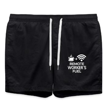 Kaffee und WLAN für Remote-Mitarbeiter Treibstoff - Badeshorts - Schwarz - Vorne - AI Model Male 185 light (185cm)