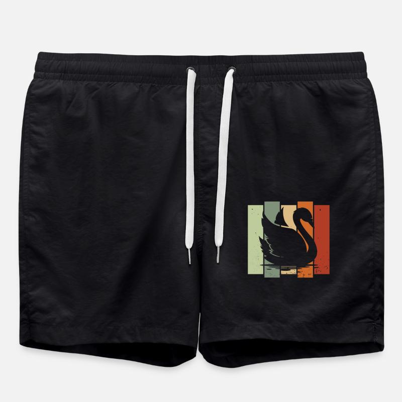 Cygne rétro Birdwatching Bird Watcher - Short de bain - noir
