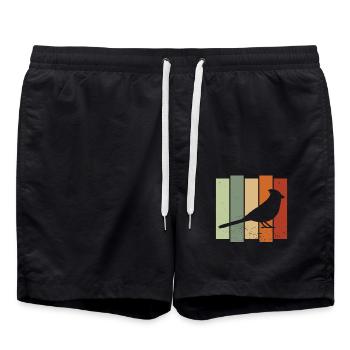 Cardinal Bird Retro Vogelbeobachtung Vogelbeobachter - Badeshorts - Schwarz - Vorne - AI Model Male 185 light (185cm)