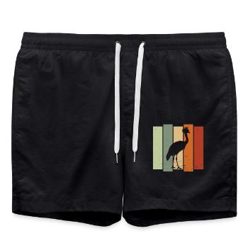 Grue couronnée rétro ornithologique ornithologue - Short de bain - noir - Devant - AI Model Male 185 light (185cm)