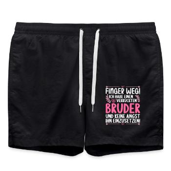 Finger weg ich habe einen verrückten Bruder - Badeshorts - Schwarz - Vorne - AI Model Male 185 light (185cm)