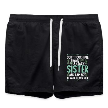 Berühre Mich Nicht! Ich habe Verrückte Schwester - Badeshorts - Schwarz - Vorne - AI Model Male 185 light (185cm)
