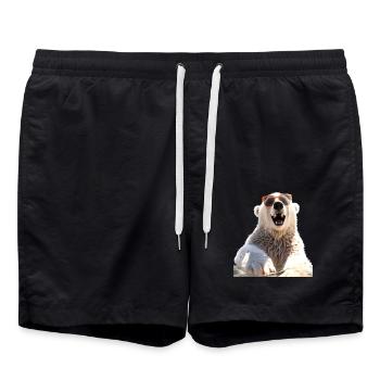 Polar Bear with Sunglasses Bears Love Cute Polar Bears - Swim Trunks - black - Front - AI Model Male 185 light (185cm)