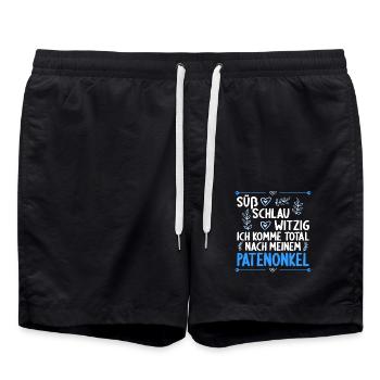 Ich komme total nach meinem Patenonkel Patenkind - Badeshorts - Schwarz - Vorne - AI Model Male 185 light (185cm)