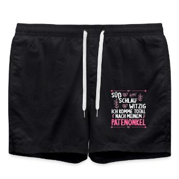 Ich komme total nach meinem Patenonkel Patenkind - Badeshorts - Schwarz - Vorne - AI Model Male 185 light (185cm)