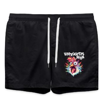 Huhn Hühner Hühnerbesitzer Verrücktes Huhn - Badeshorts - Schwarz - Vorne - AI Model Male 185 light (185cm)