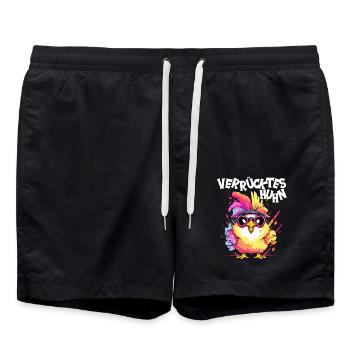 Huhn Hühner Hühnerbesitzer Verrücktes Huhn - Badeshorts - Schwarz - Vorne - AI Model Male 185 light (185cm)