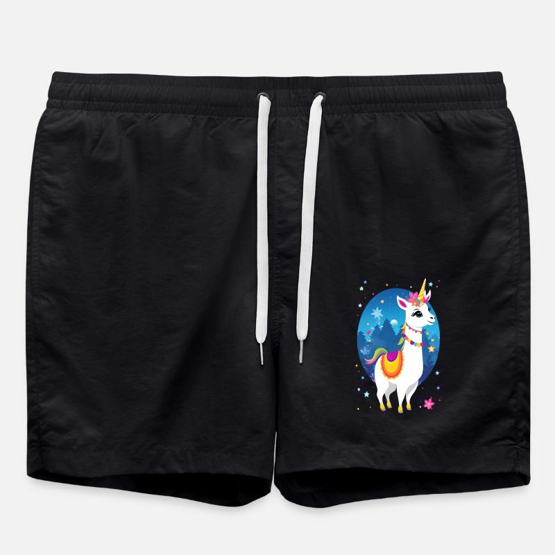 Llama Unicorn - Swim Trunks - black