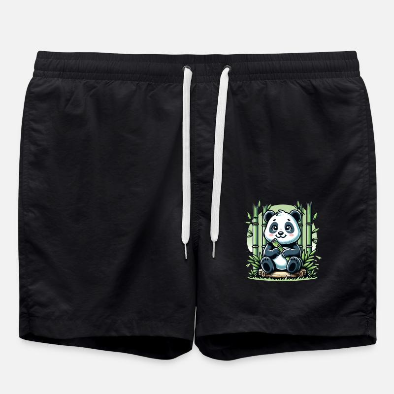 Panda Bambus - Badeshorts - Schwarz