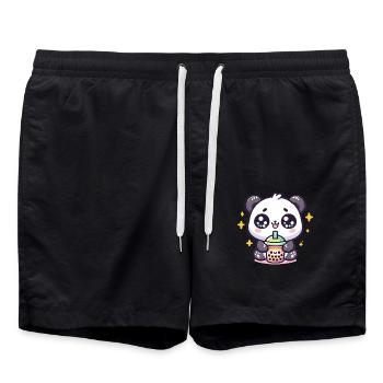 Panda Bubble Tea Boba Kawaii - Badeshorts - Schwarz - Vorne - AI Model Male 185 light (185cm)