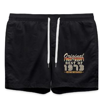 1973 Vintage Anniversaire Rétro Cadeau - Short de bain - noir - Devant - AI Model Male 185 light (185cm)