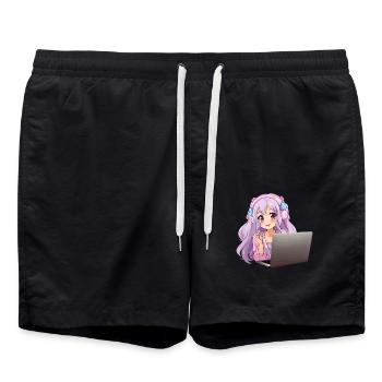 Kawaii Girl Anime and Gaming Anime Lover - Swim Trunks - black - Front - AI Model Male 185 light (185cm)