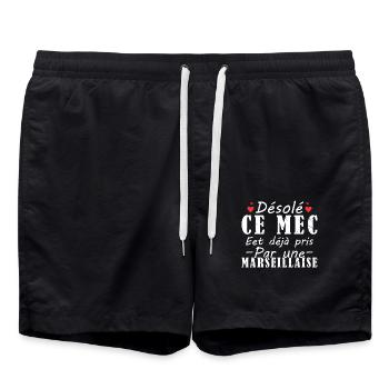 Mec Avec Marseillaise Cadeau Couple Saint Valentin - Short de bain - noir - Devant - AI Model Male 185 light (185cm)