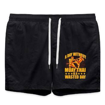 A day without Muay Thai is a waste day - Swim Trunks - black - Front - AI Model Male 185 light (185cm)