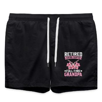 Aikido-Kämpfer im Ruhestand und Vollzeit-Opa - Badeshorts - Schwarz - Vorne - AI Model Male 185 light (185cm)
