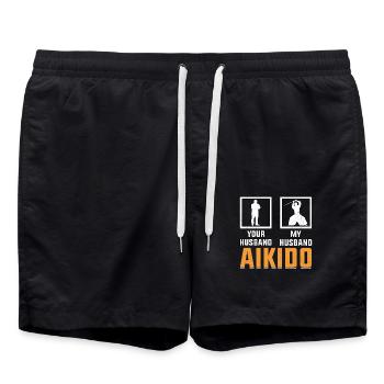Aikido Husband - Swim Trunks - black - Front - AI Model Male 185 light (185cm)