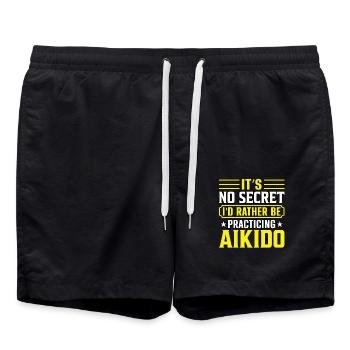 Es ist kein Geheimnis, dass ich lieber Aikido üben würde - Badeshorts - Schwarz - Vorne - AI Model Male 185 light (185cm)