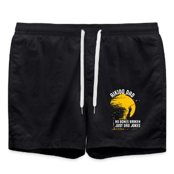 Aikido Dad no bones broken just Dad Jokes - Swim Trunks - black - Front - AI Model Male 185 light (185cm)