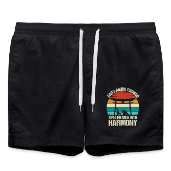 Dad's Aikido turning spilled milk into harmony - Swim Trunks - black - Front - AI Model Male 185 light (185cm)
