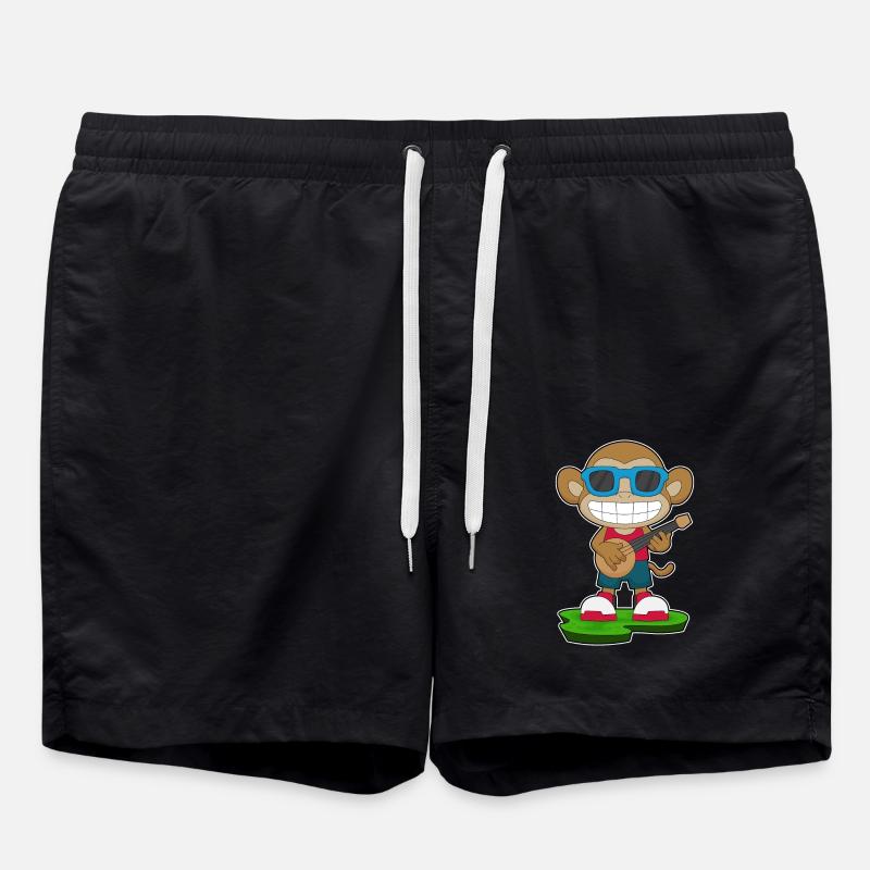 Monkey Musician Guitar Music - Swim Trunks - black
