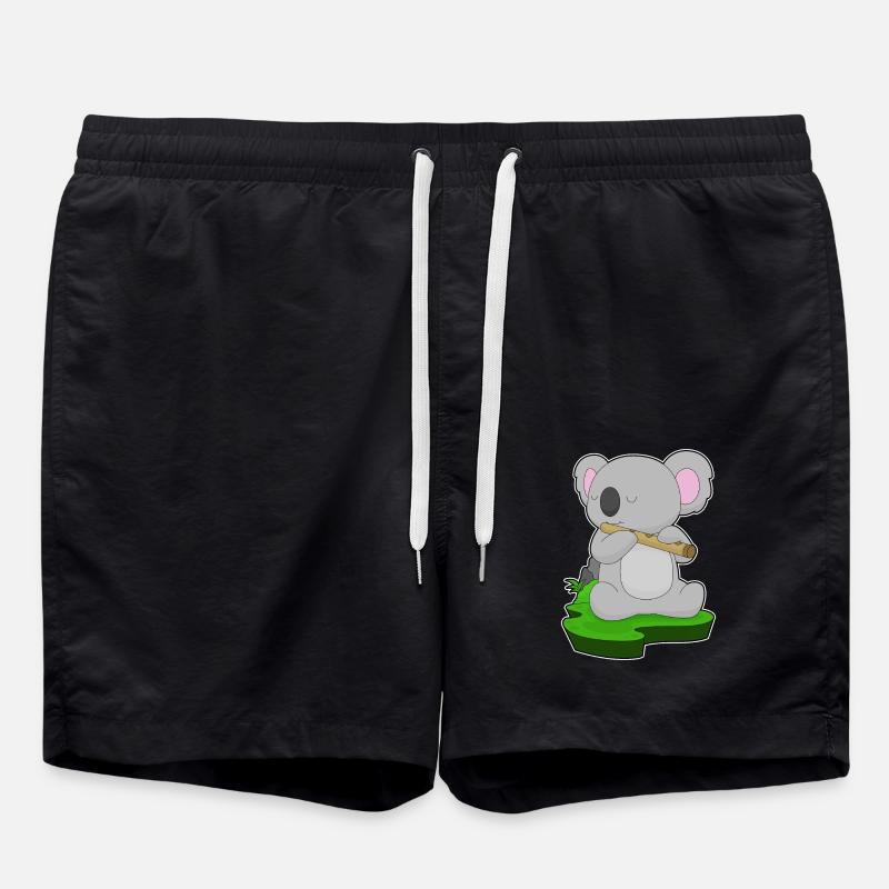Koala Musician Flute Music - Swim Trunks - black