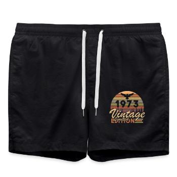 1973 Vintage Anniversaire Rétro Cadeau - Short de bain - noir - Devant - AI Model Male 185 light (185cm)