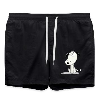 Okô the skeptical dog - Swim Trunks - black - Front - AI Model Male 185 light (185cm)