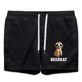 Erdmännchen Trinkt Bier Meerkat Beerkat - Badeshorts - Schwarz - Vorne - AI Model Male 185 light (185cm)