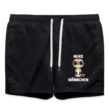 Nerdmännchen Junge Jungen Erdmännchen Nerdy Nerd - Badeshorts - Schwarz - Vorne - AI Model Male 185 light (185cm)