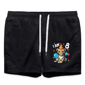 Ich bin 8 Jahre alt Leoparde Leopard 8. Geburtstag - Badeshorts - Schwarz - Vorne - AI Model Male 185 light (185cm)