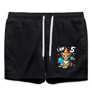 Ich bin 5 Jahre alt Leoparde Leopard 5. Geburtstag - Badeshorts - Schwarz - Vorne - AI Model Male 185 light (185cm)