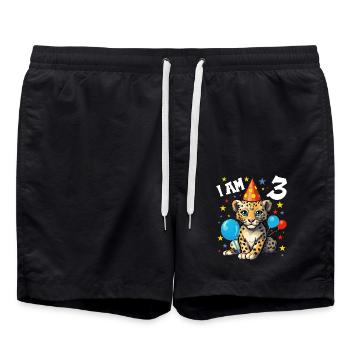 Ich bin 3 Jahre alt Leoparde Leopard 3. Geburtstag - Badeshorts - Schwarz - Vorne - AI Model Male 185 light (185cm)