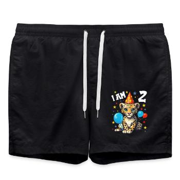 2ème anniversaire J’ai 2 ans léopard léopard - Short de bain - noir - Devant - AI Model Male 185 light (185cm)