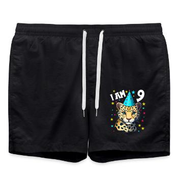 J’ai 9 ans Léopard Léopard 9e anniversaire - Short de bain - noir - Devant - AI Model Male 185 light (185cm)